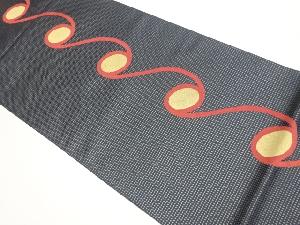 小格子に抽象模様織出し全通袋帯